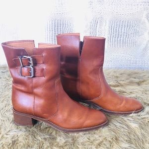 J. Crew High Heel Brown Leather Ankle Boots Sz 7.5